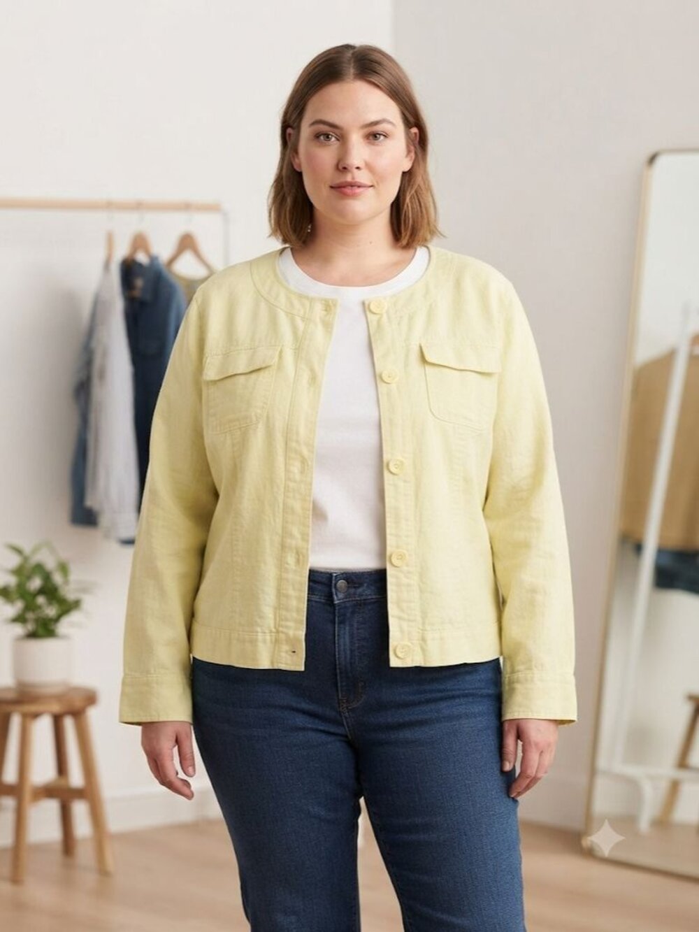 Pendleton Plus Size Linen-Blend Button-Down Jacket Blazer 2XL